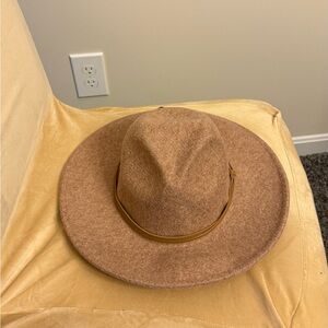 Francesca's Tan Panama Style Hat With Brown Accent - One Size - NWT